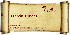 Tirpák Albert névjegykártya