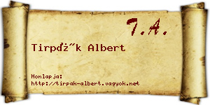 Tirpák Albert névjegykártya